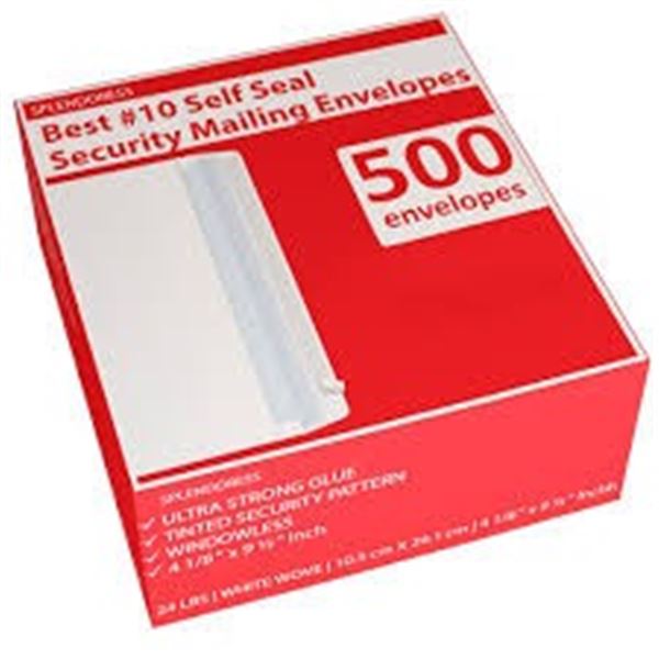 NEW 500 ENVELOPES WHITE WOVE 10.5CM X 24.1CM