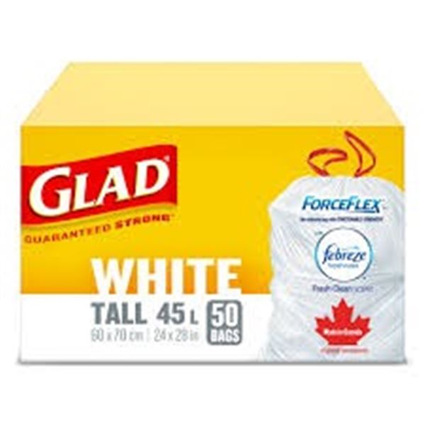NEW 50 BAGS GLAD WHITE TALL 45L