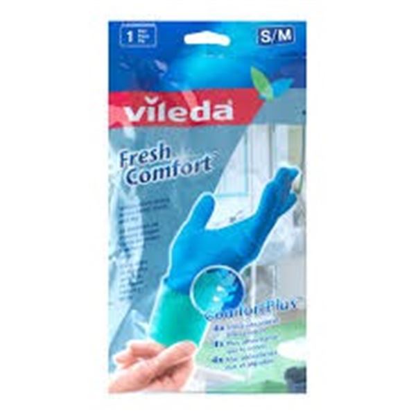 NEW 12 PACK VILEDA FRESH COMFORT LATEX GLOVES S/M