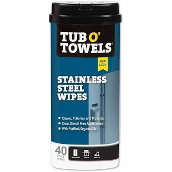 NEW 40 TUB O TOWELS STAINLESS STEEL WIPES