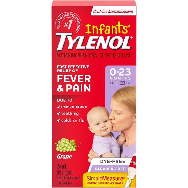 NEW REPACKED 24ML INFANTS TYLENOL FEVER & PAIN