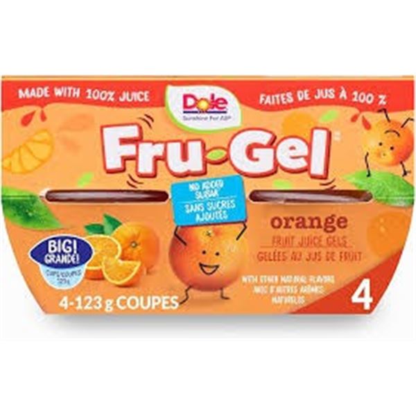 NEW 6 4  PACKS X 124G DOLE FRUIT JUICE GELS ORANGE