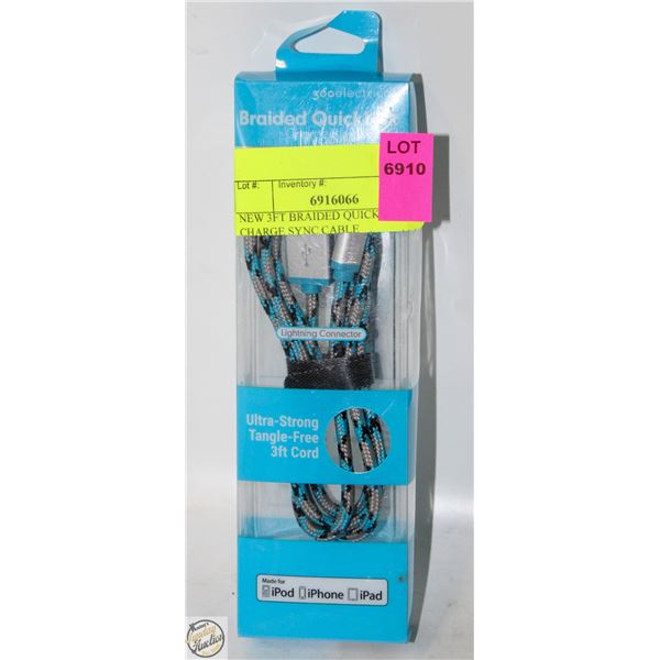 NEW 3FT BRAIDED QUICKLINK CHARGE SYNC CABLE