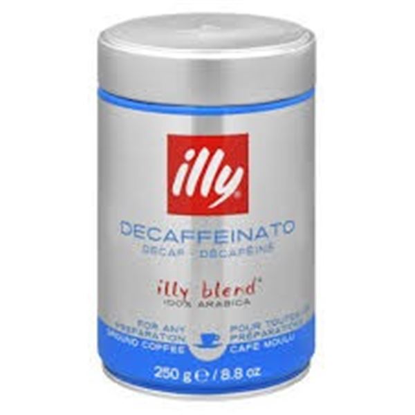 NEW 250G ILLY BLEND DECAFFEINATO GROUND COFFEE