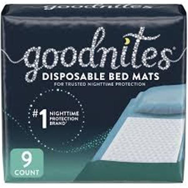 NEW 9 COUNT GOODNIGHTS DISPOSABLE BED MATS