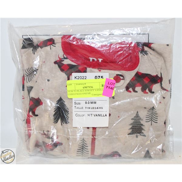 NEW PJ PLACE 03M H/T VANILLA CHRISTMAS ONESIE