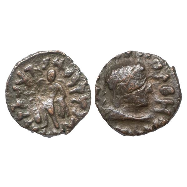 Kushanas, Kujula Kadphises (c. 50-90 AD), Copper Drachma, OBV: Bust of king facing to right, around