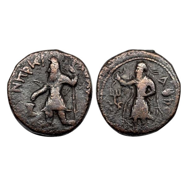 Kushanas, Kanishka I (128-150 AD), Athso type, Copper Tetradrachm, 16.01 gms.