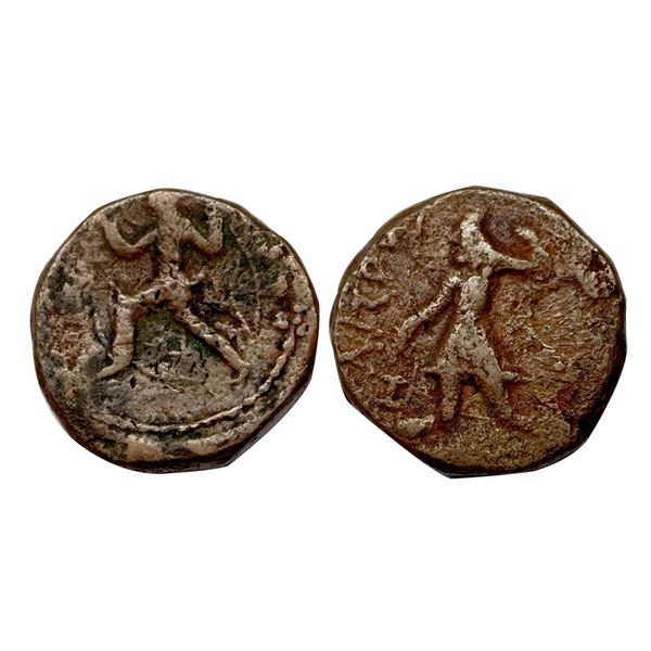 Kushanas, Kanishka I (127-150 AD), Copper Tetra Drachm, 15.41 gms.