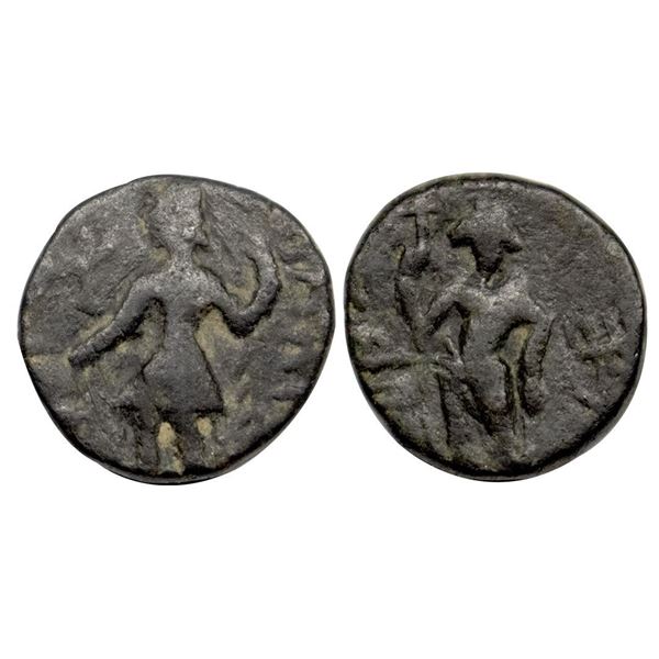Kushanas, Kanishka I (128-150 AD), Oesho type, Copper ¼ unit, 3.92 gms.
