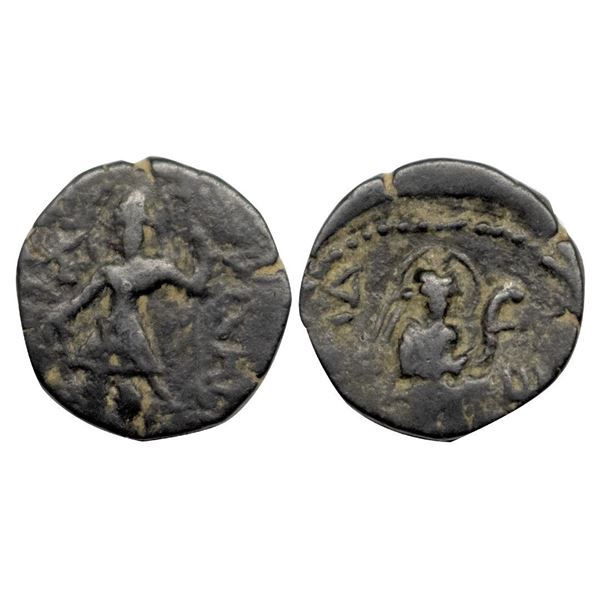 Kushanas, Kanishka I (128-150 AD), Nana type, Copper ¼ unit, 3.89 gms.