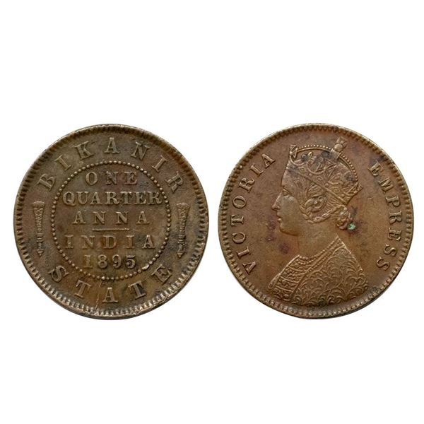 Bikaner State, Ganga Singh (VS 1944-1999, 1887-1942 AD), Copper 1/4 Anna, 6.03 gms