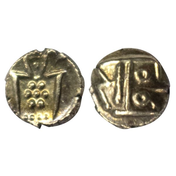 Vira Raya type, Anonymous issue (c. 17th-18th Century AD), Gold Fanam, 0.35 gms.