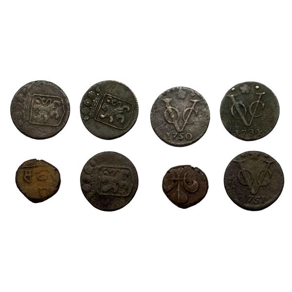 Dutch East India & Indo French Copper Coins, Group of 4 Coin.