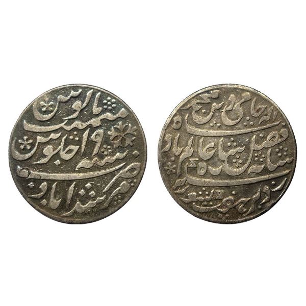 Bengal Presidency, INO Shah Alam II (AH 1174-1221, 1759-1806 AD), Silver Heavy Rupee, 12.28 gms, Mur