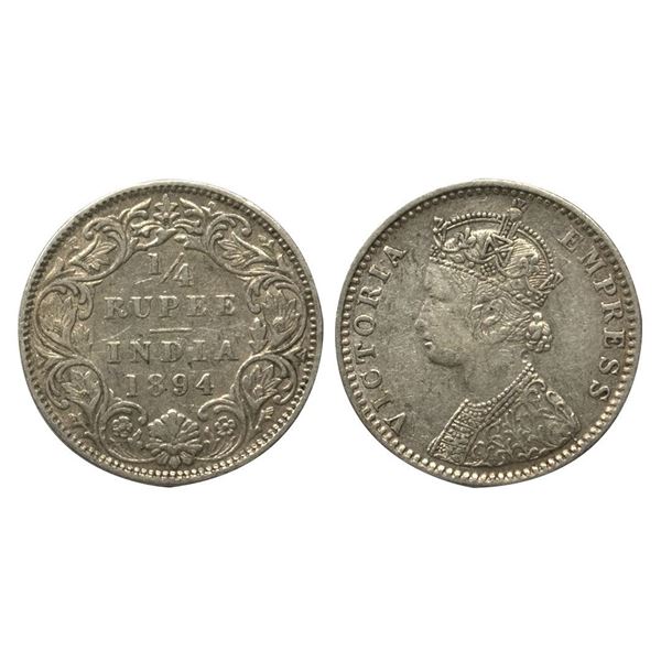 Victoria Empress, Silver ¼ Rupees, 1894, Bombay Mint.