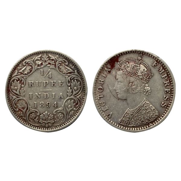 Victoria Empress, Silver ¼ Rupee, 1894, Bombay Mint.