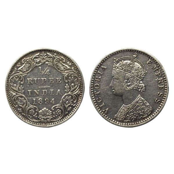 Victoria Empress, Silver ¼ Rupee, 1894, Bombay Mint.