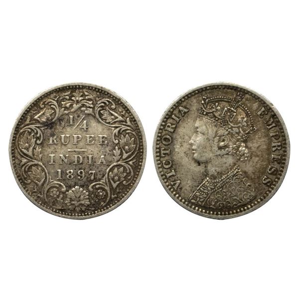 Victoria Empress, Silver ¼ Rupees, 1897, Calcutta Mint.