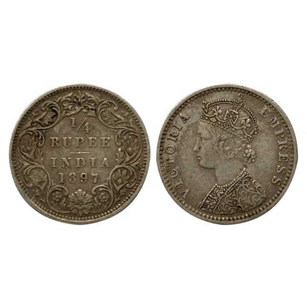 Victoria Empress, Silver ¼ Rupee, 1897, Bombay Mint.
