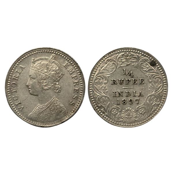 Victoria Empress, 1897, Silver ¼ Rupee, Bombay Mint, very fine.