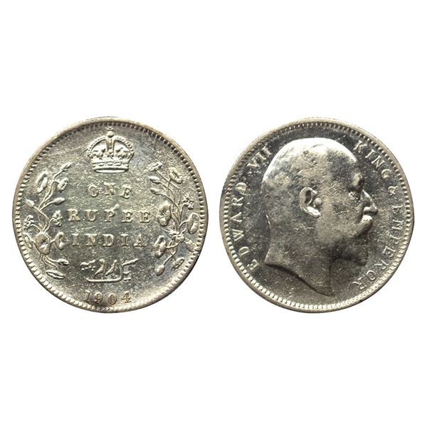 Edward VII, Silver Rupee, 1904, Calcutta Mint.