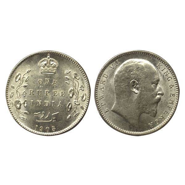 Edward VII, Silver Rupee, 1905, Calcutta Mint.