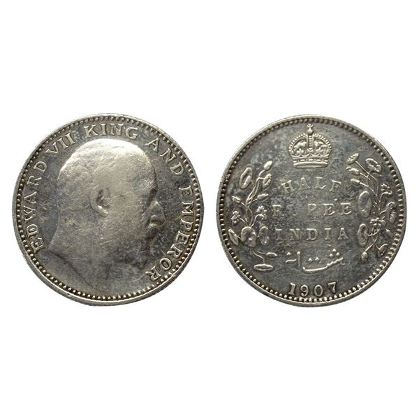 Edward VII, Silver Rupee, 1907, Calcutta Mint.