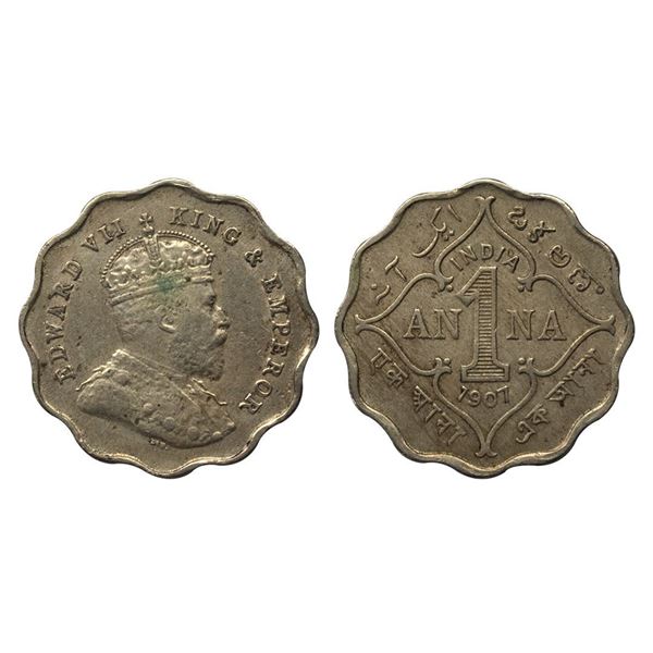 Edward VII, 1 Anna, 1907, Bombay Mint.