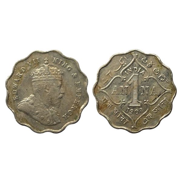 Edward VII, 1 Anna, 1908, Bombay Mint.