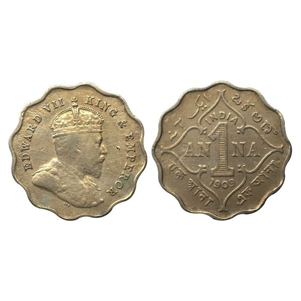 Edward VII, 1 Anna, 1909, Bombay Mint.