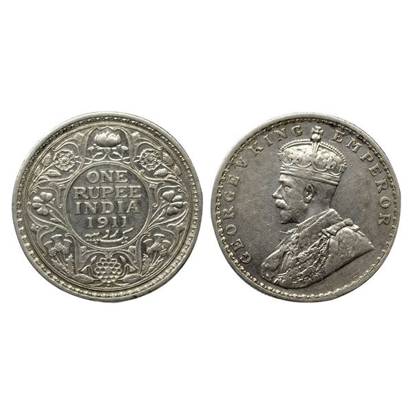 George V, 1911, Silver Rupee, Bombay Mint.