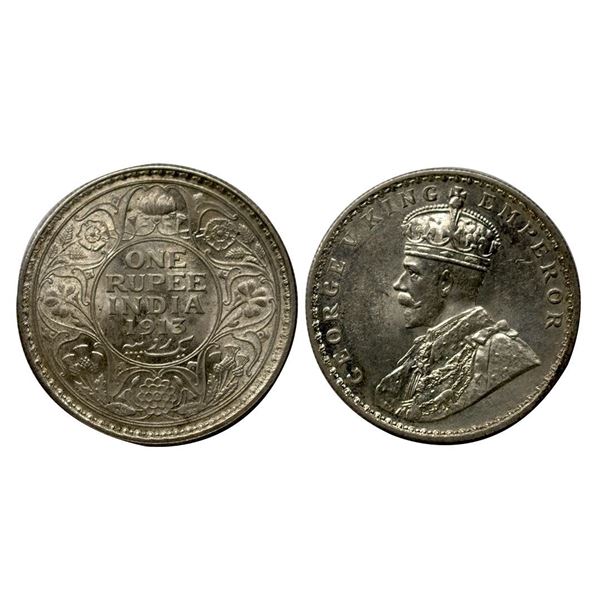 George V, Silver Rupee, 1913, Calcutta Mint