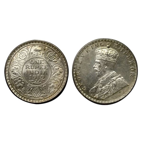 George V, Silver Rupee, 1919, Calcutta Mint