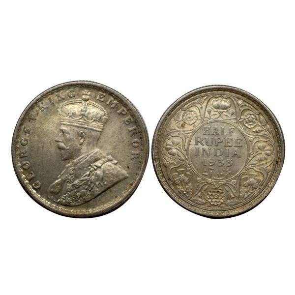 George V, Silver ½ Rupee, 1933, Calcutta Mint.