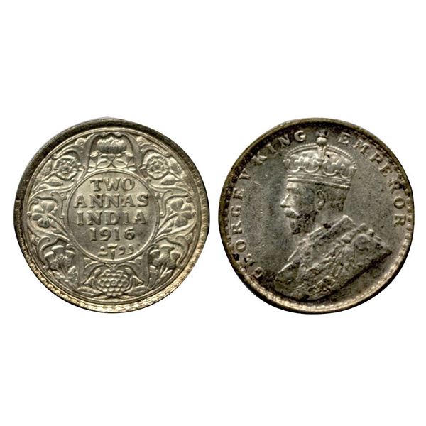 George V, Silver 2 Annas, 1916, Calcutta Mint,