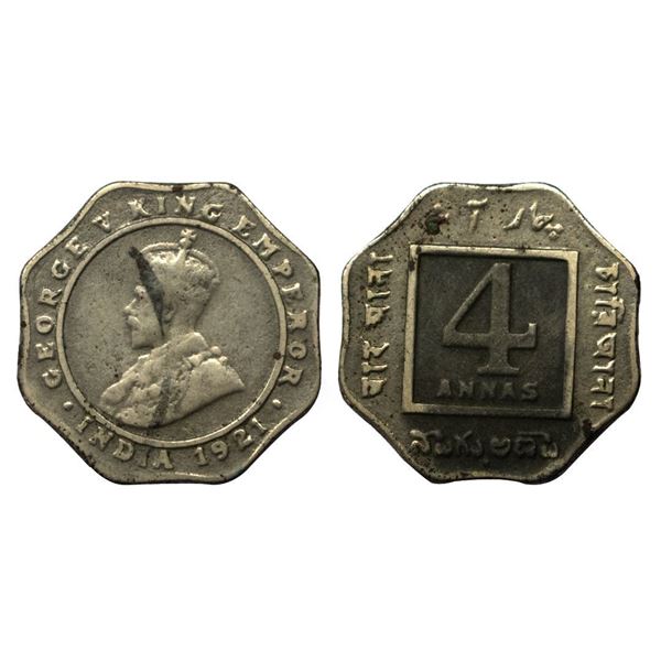 George V, 4 Anna, 1921, Calcutta Mint.