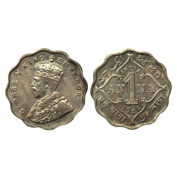 George V, 1 Anna, 1934, Calcutta Mint.