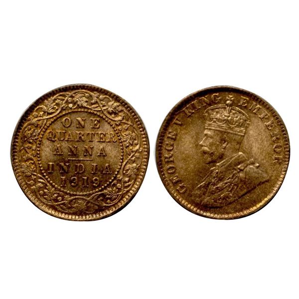 George V, Copper Quarter Anna, 1919, Calcutta Mint