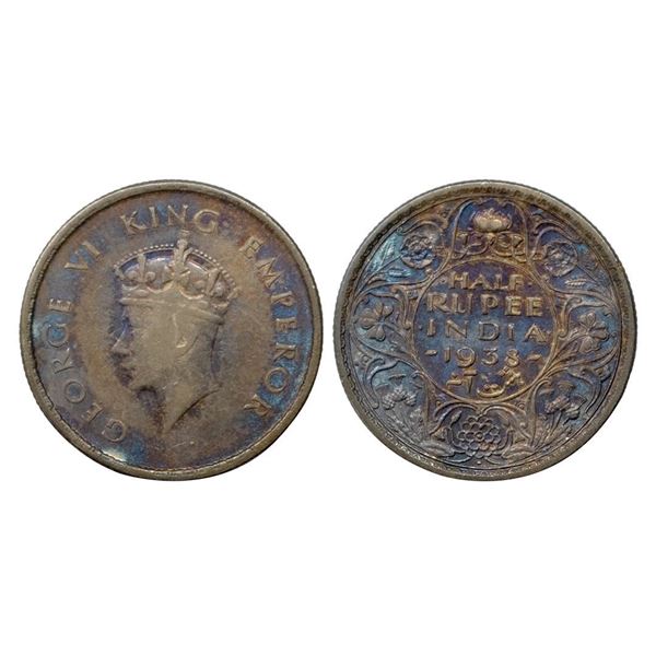 George VI, Silver ½ Rupee, 1938, Bombay Mint.