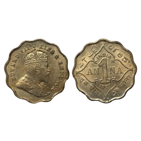 George VI, 1 Anna, 3.88 gms, 1907, Bombay Mint.