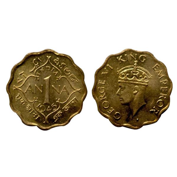 George VI, 1 Anna, 1945, Calcutta Mint,