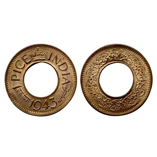 George VI, 1943, 1 Pice, Bombay Mint.