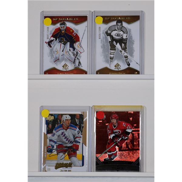 Hockey Cards - 4 Card Lot featuring Vokoun & Bucyk SP Notables, Orr & Commodore
