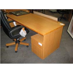 Oak Bow Front Executive Desk