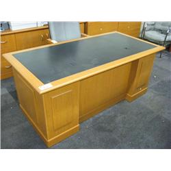 Oak Inlay Double Pedestal Executive Desk