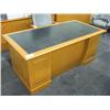 Image 1 : Oak Inlay Double Pedestal Executive Desk