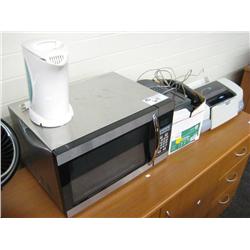 Microwave, Box Of Phones, Printer, Kettle
