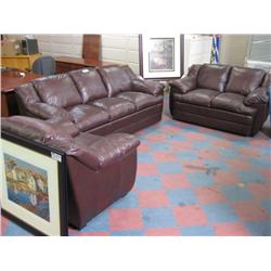 3 Piece Burgandy Leather Sofa Set