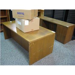 Walnut Single Pedestal Desk With Credenza